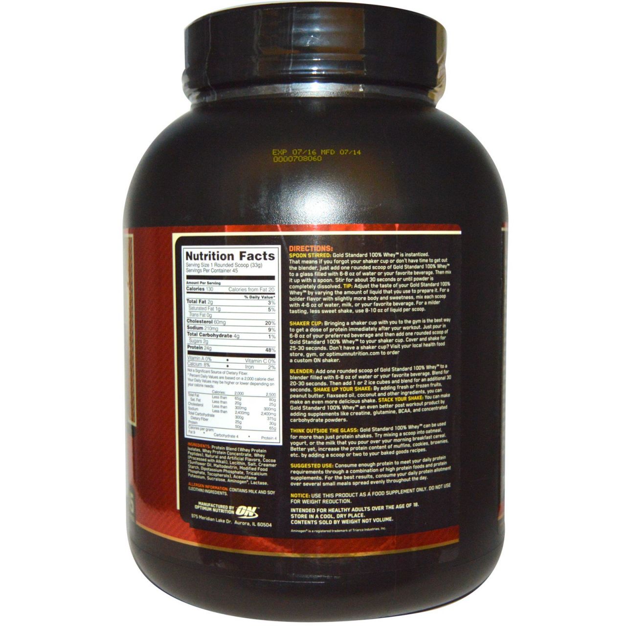 OPTIMUM NUTRITION - 100% GOLD STANDARD WHEY - 5 LBS - 4545 G