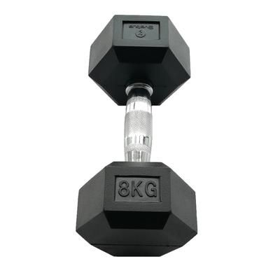 SVELTUS - HEXAGONAL DUMBBELL - HEX HATSZÖGLETŰ EGYKEZES GUMÍROZOTT FIX EDZŐTERMI KÉZISÚLYZÓ - 8 KG