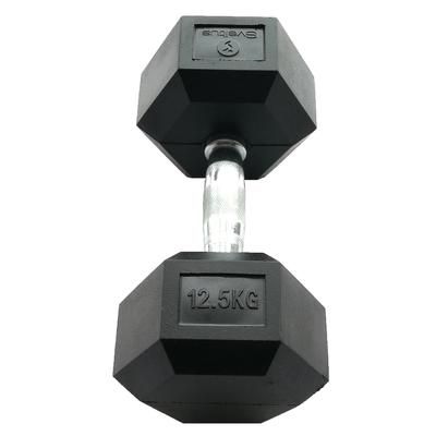 SVELTUS - HEXAGONAL DUMBBELL - HEX HATSZÖGLETŰ EGYKEZES GUMÍROZOTT FIX EDZŐTERMI KÉZISÚLYZÓ - 12 KG