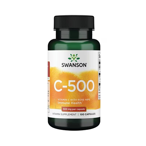 SWANSON - VITAMIN C 500 MG WITH ROSE HIPS - 100 KAPSZULA