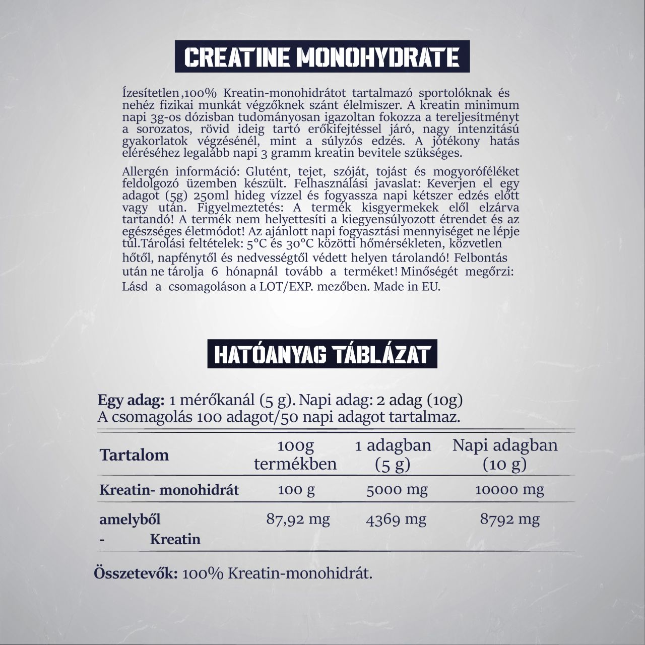 SULEIMAN NUTRITION - CREATINE MONOHYDRATE - 100% KREATIN MONOHIDRÁT - 500 G