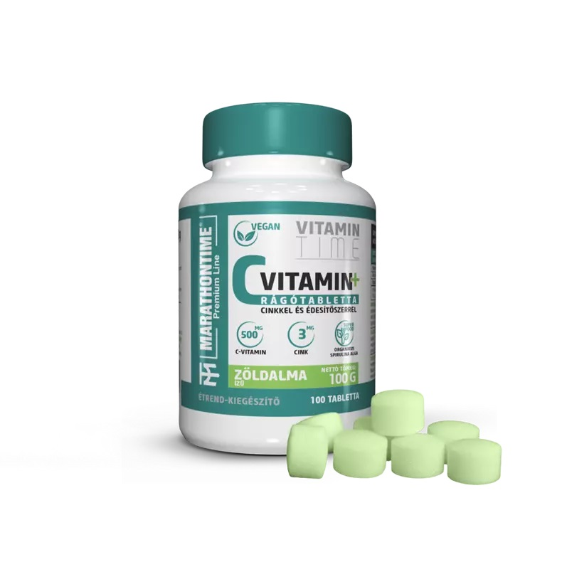 MARATHONTIME - C-VITAMIN RÁGÓTABLETTA - SPIRULINÁVAL ÉS CINKKEL - 100 TABLETTA