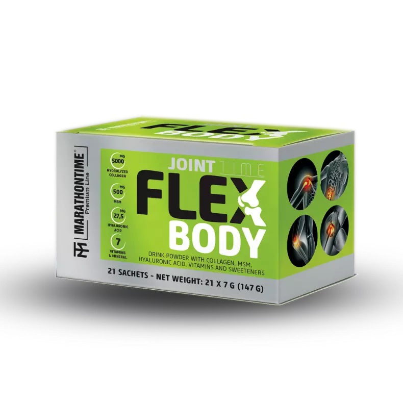 MARATHONTIME - FLEX-BODY - ÍZÜLETVÉDŐ KOLLAGÉN HIALURONSAVVAL, MSM-EL ÉS VITAMINOKKAL - 147 G