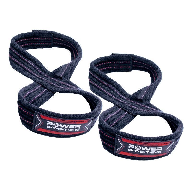 POWER SYSTEM - LIFTING STRAPS FIGURE 8 PS3405 - FITNESS EDZŐHEVEDER - FEKETE/PIROS