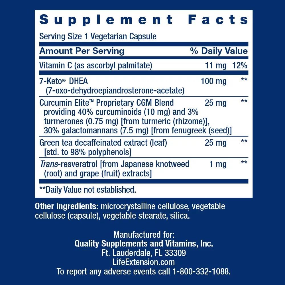 LIFE EXTENSION - 7-KETO DHEA METABOLITE - 60 KAPSZULA