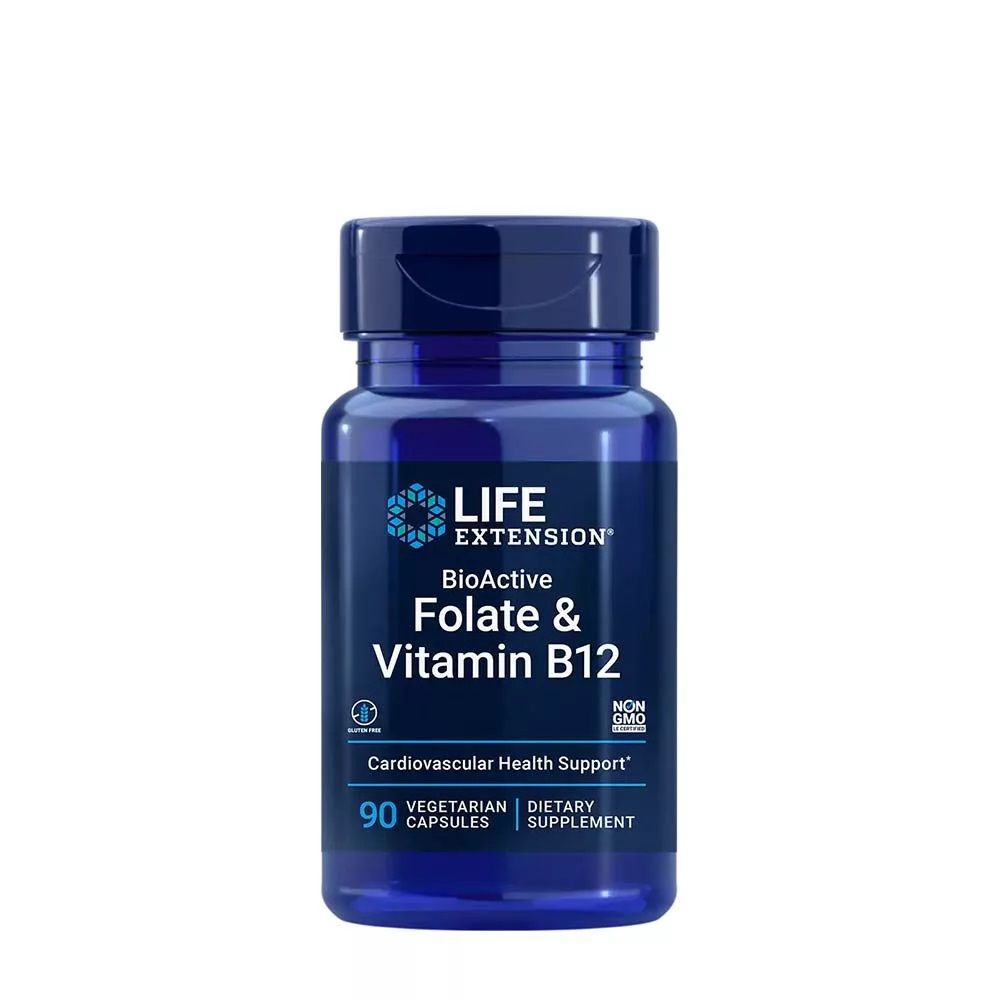 LIFE EXTENSION - BIOACTIVE FOLATE & VITAMIN B12 - 90 KAPSZULA