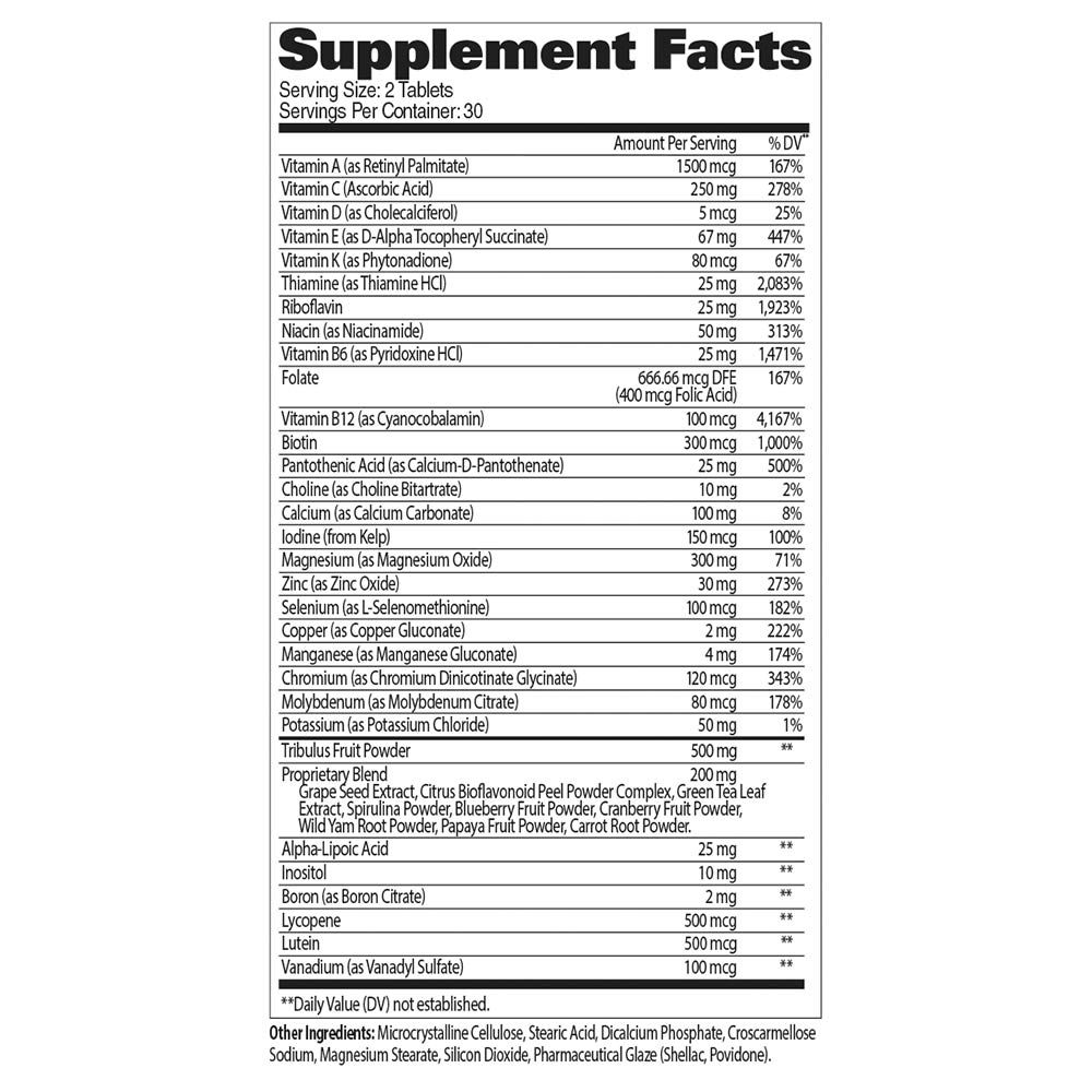 GAT SPORT - MENS MULTI+TEST VITAMIN - MULTIVITAMIN FÉRFIAKNAK + TESZTOSZTERON FOKOZÓ - 60 TABLETTA